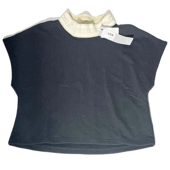 Kappa Tops - NWT Kappa Logo Tape Elero Short Sleeve Stretch Crop Black Sz‎ S Streetwear Top